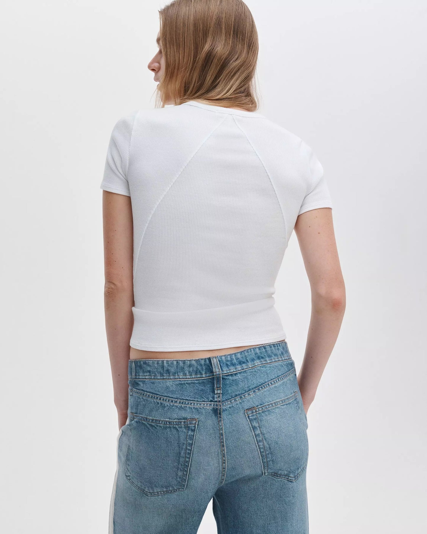 Rag & Bone Essential Short Sleeve Crew Rib Tee in White