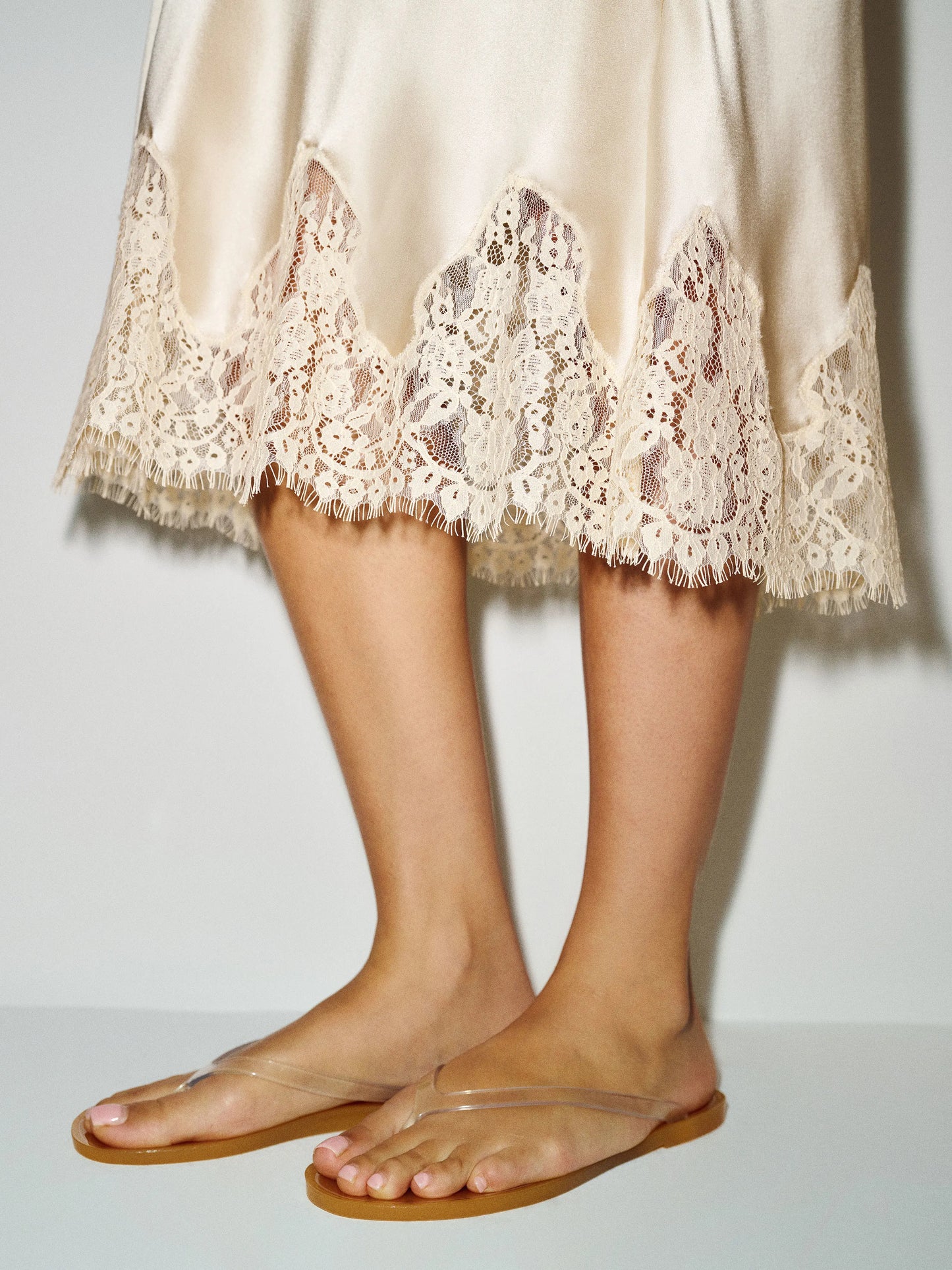 Reformation Carolina Silk Skirt in Almond