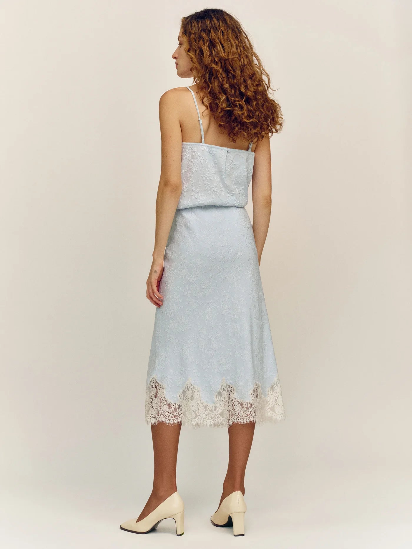 Reformation Carolina Skirt in Sky Blue Jacquard