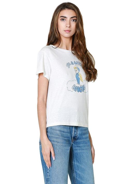 Re/Done Classic Graphic Little Angel Tee in Vintage White