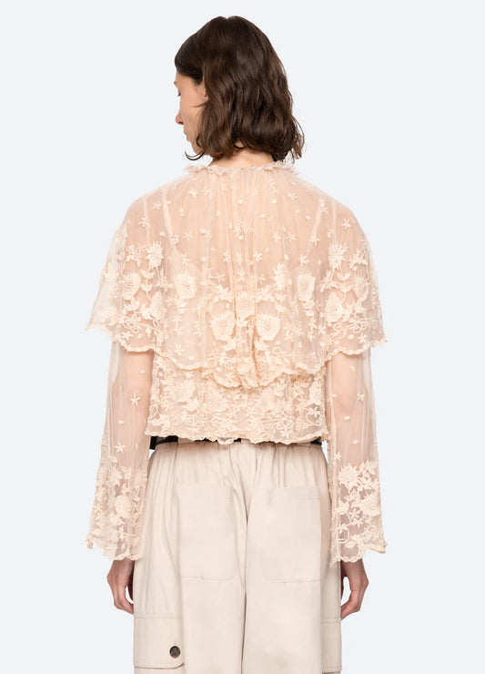 Sea Bronte Embroidered Long Sleeve Top Blush