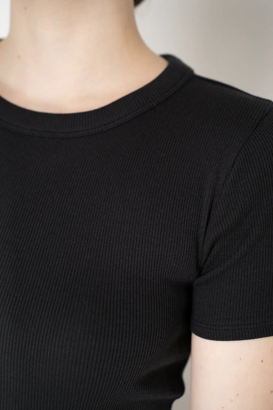 Rag & Bone Essential Short Sleeve Crew Rib Tee in Black