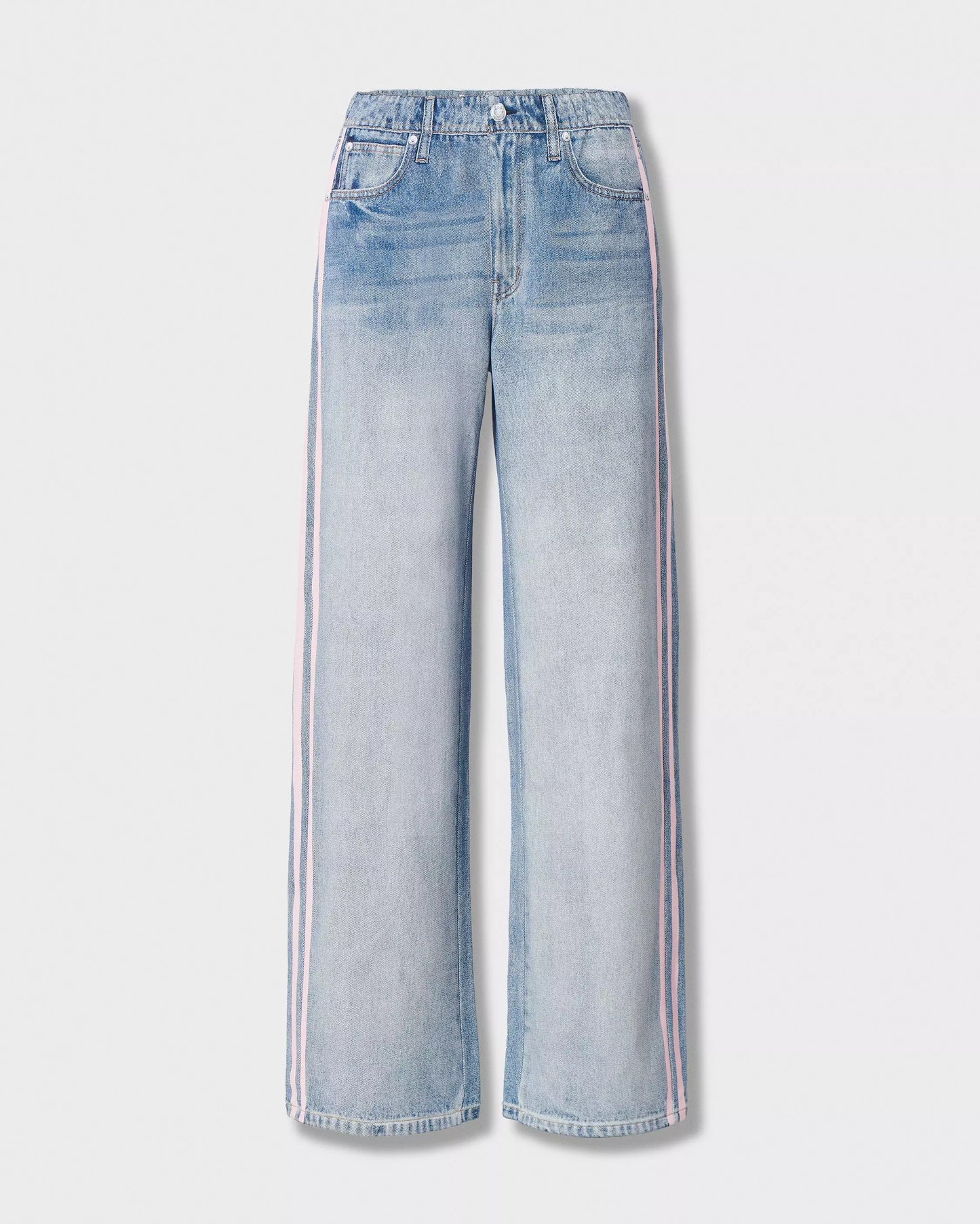 Miramar Sport Stripe Wide-Leg Track Pants in Pink Stripe