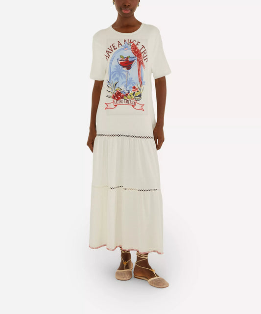 FARM Rio Have A Nice Trip Maxi Dress in Off White