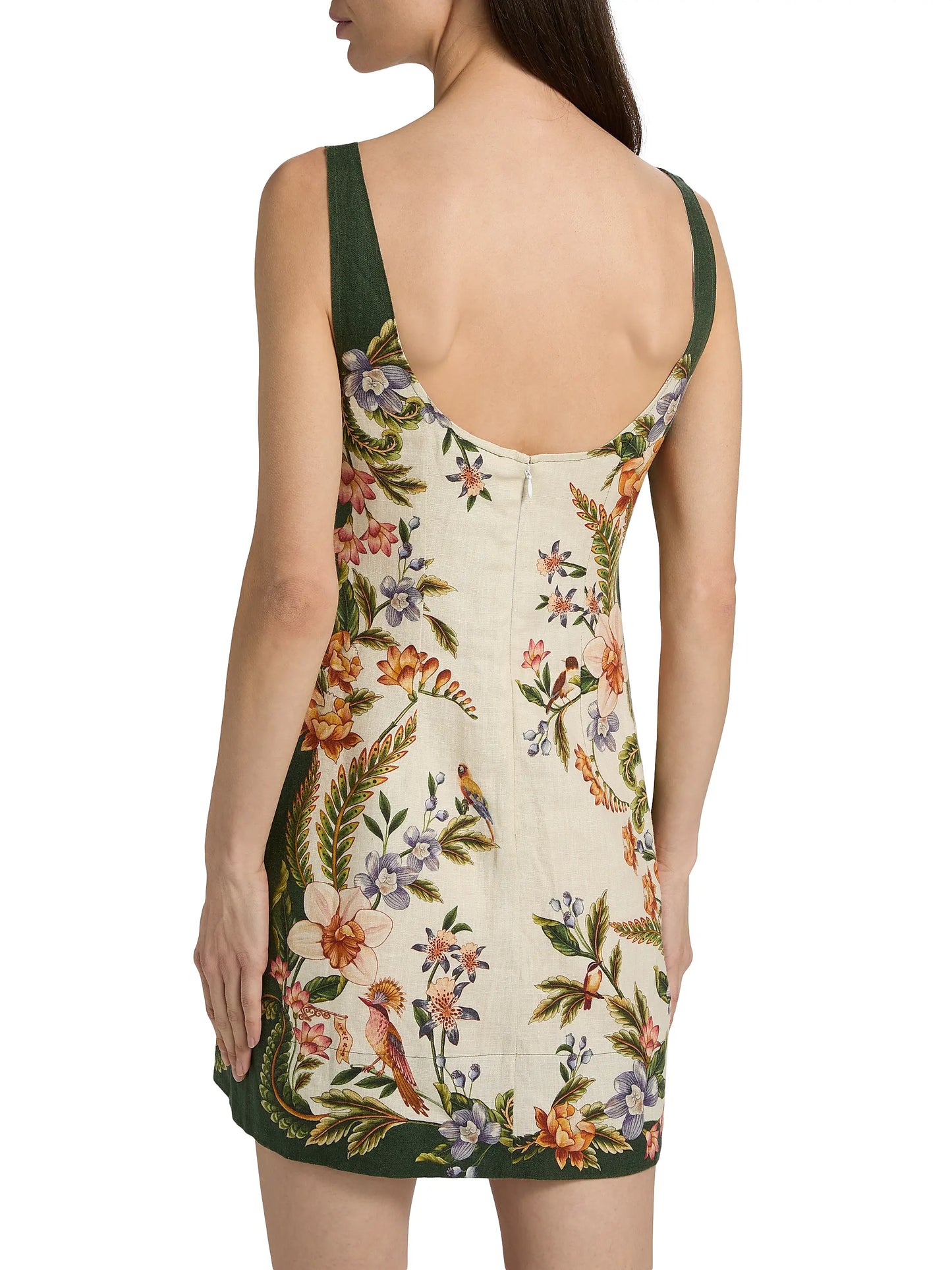 Farm Rio Nature Sand Floral Linen Minidress in Sand