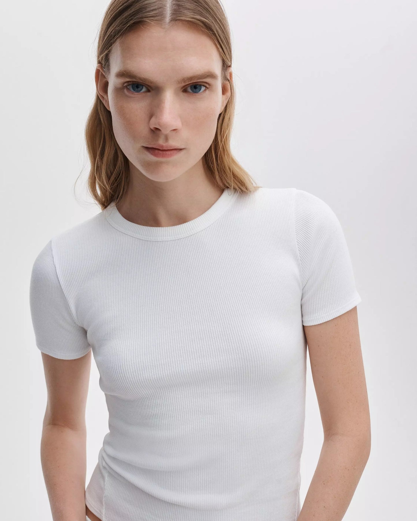 Rag & Bone Essential Short Sleeve Crew Rib Tee in White