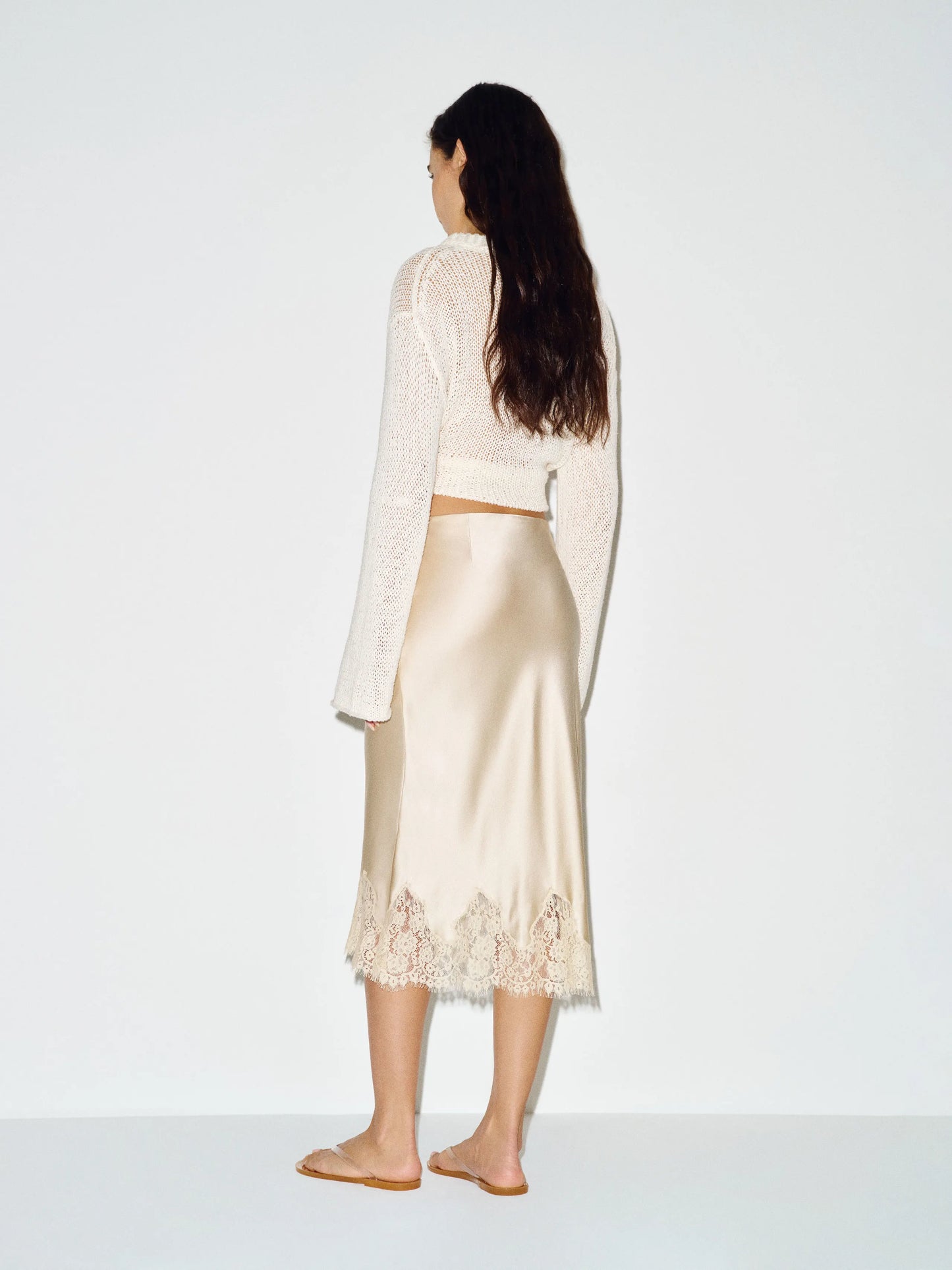 Reformation Carolina Silk Skirt in Almond
