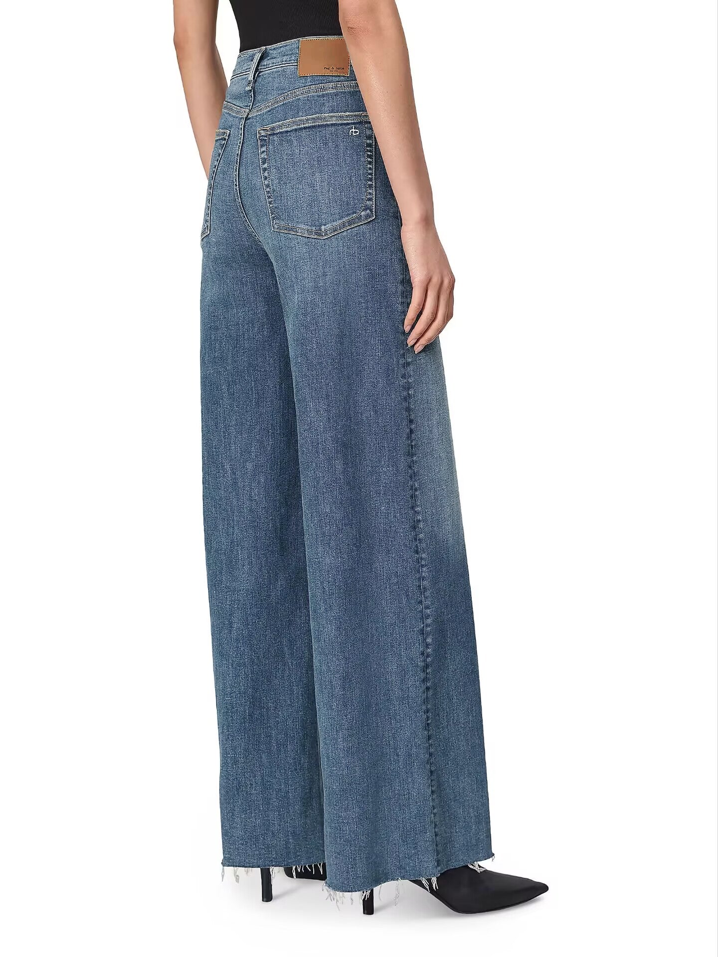 Rag & Bone Sofie Flexi High Rise Full-Length Wide Leg Jeans in Mack