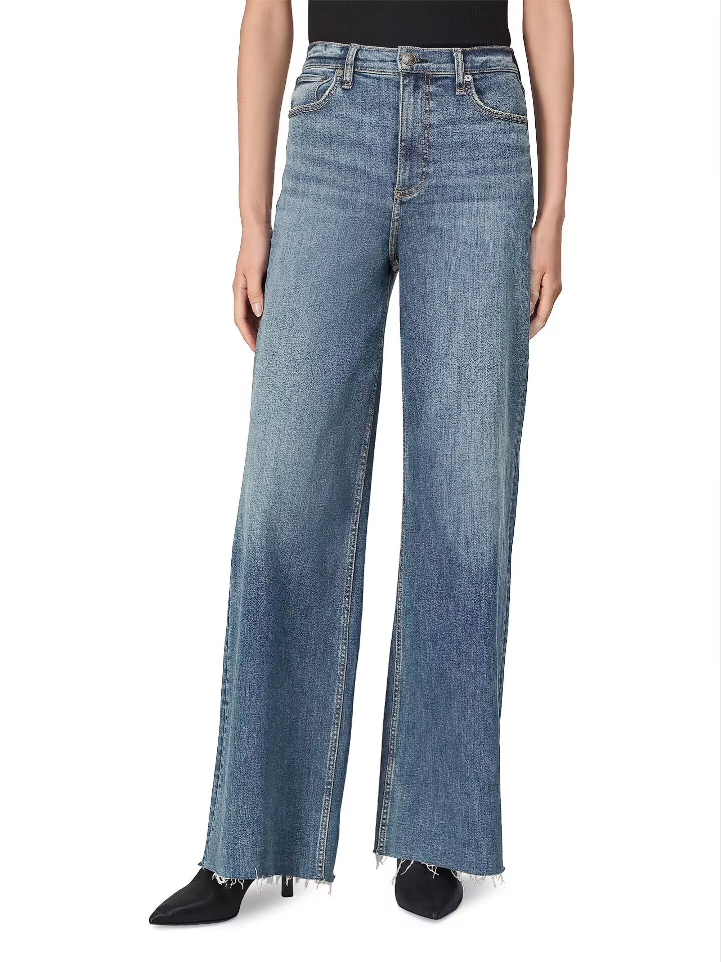 Rag & Bone Sofie Flexi High Rise Full-Length Wide Leg Jeans in Mack