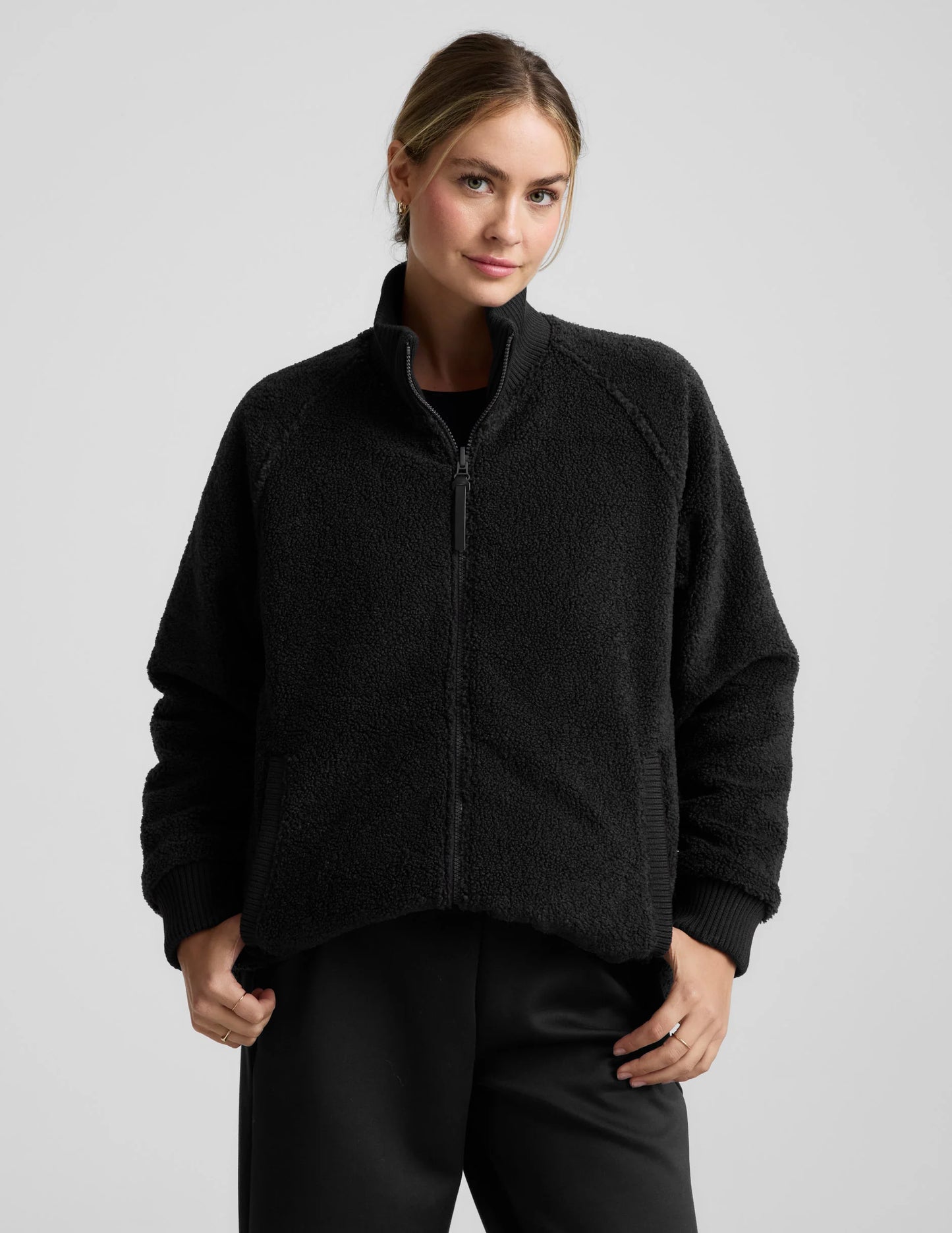 Beyond Yoga Two-Way Quilted Jacket in Black