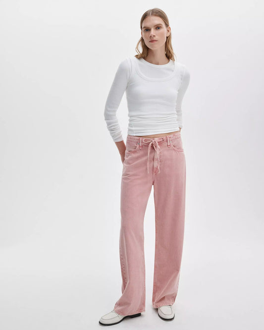 Rag & Bone Phoebe Drawstring Wide-Leg Jeans Raspberry