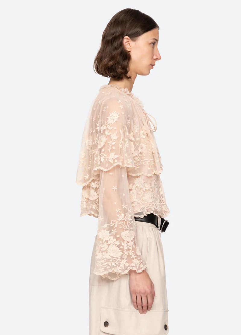 Sea Bronte Embroidered Long Sleeve Top Blush