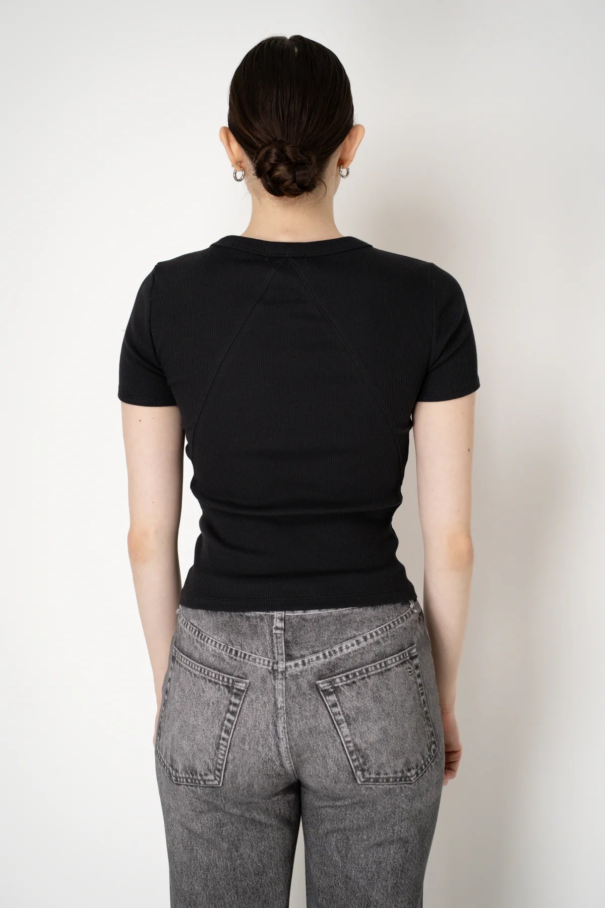 Rag & Bone Essential Short Sleeve Crew Rib Tee in Black