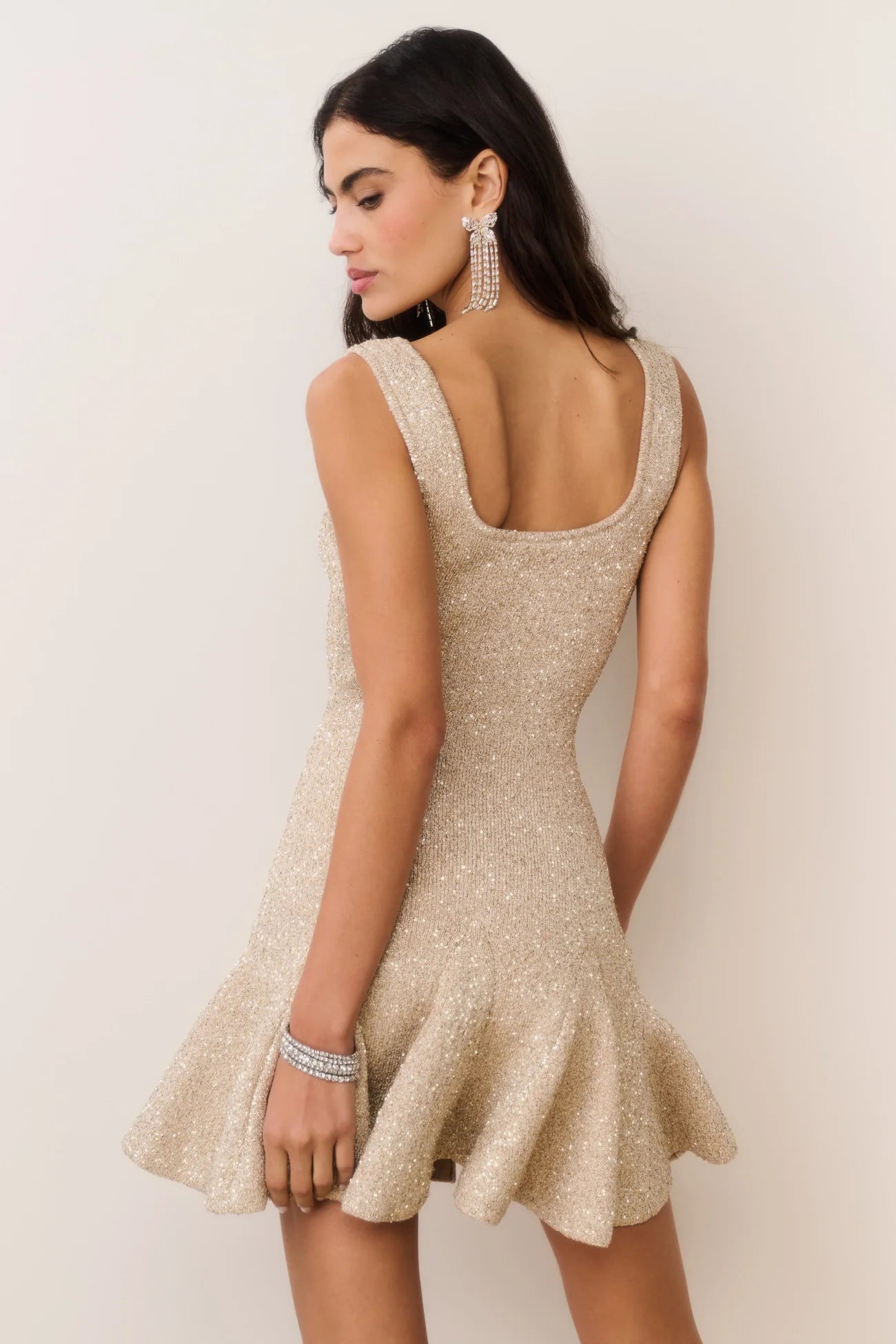 LoveShackFancy Sarajane Sequin Stretch Knit Mini Dress