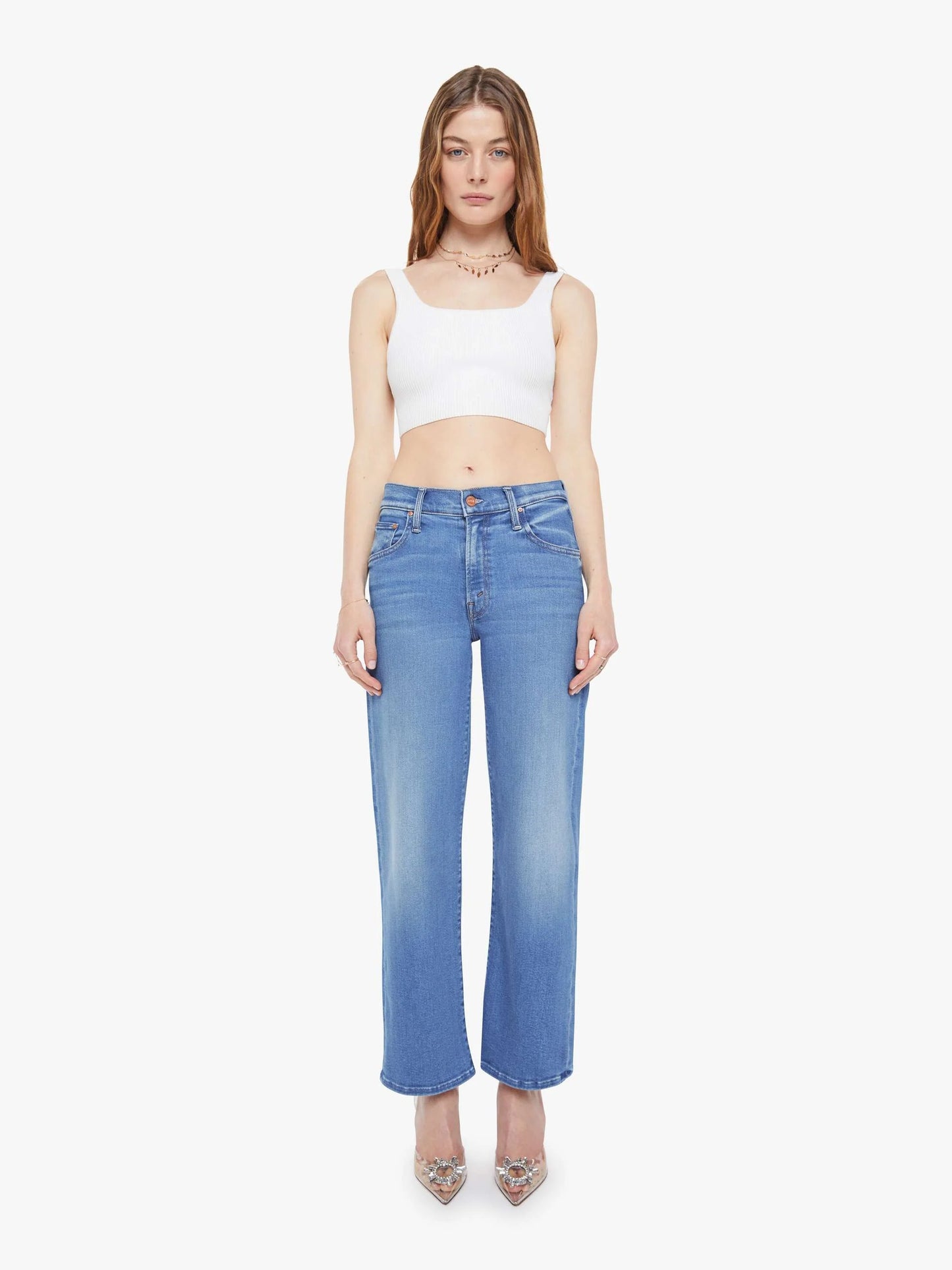 MOTHER Mid Rise Rambler Zip Ankle in Piece by Piece